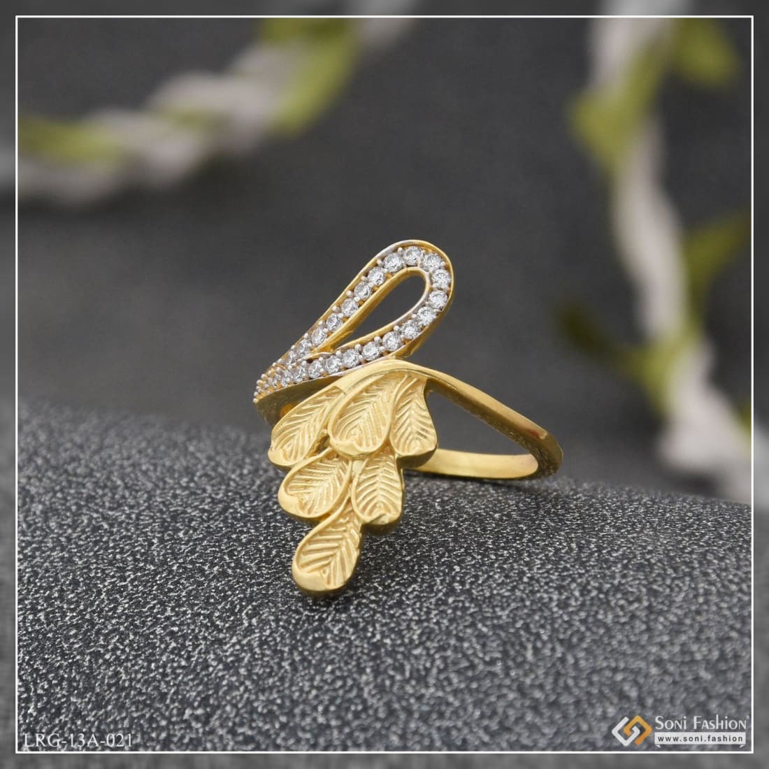 22k Gold Ring Beautiful Enameled Stone Studded Ladies Jewelry Select Size  Ring 2 | eBay